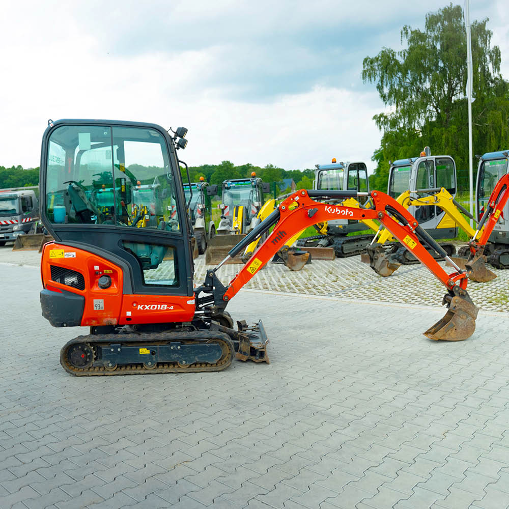 Minibagger Kubota KX018, Seitenansicht von rechts